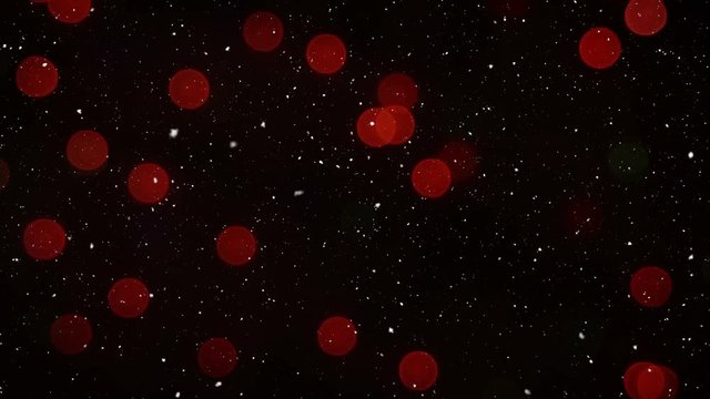 Video composition with snow over blurry lights