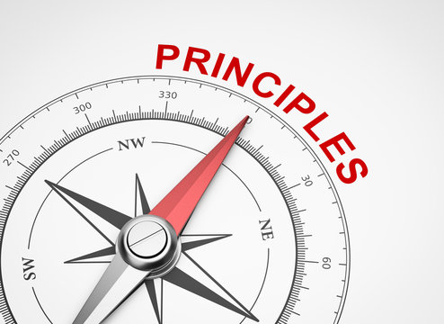 Compass On White Background, Principles Concept