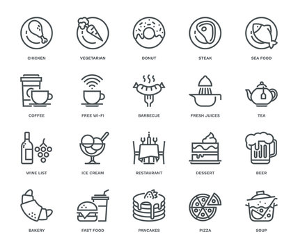 Restaurant Icons, Monoline concept