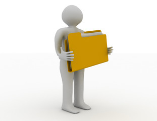 3d man with document folder.