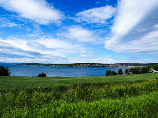 landscape with blue sky and partial clouds