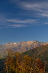 Nature and mountain landscapes of Sochi and Rosa Khutor mountain resort, autumn colors