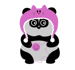 illustration of panda in cat hat 