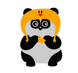 vector illustration of panda in duck hat and toy © Julia Goldy