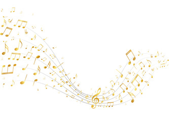 Fototapeta premium Golden music notes background