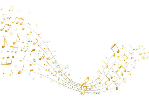 Golden music notes background