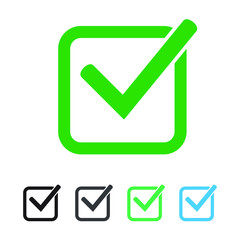 Tick icon vector symbol, checkmark isolated on white background