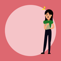 girl with banner vector for web	