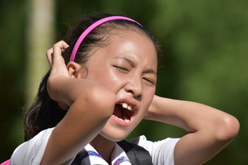 Naklejka premium School Girl And Anger