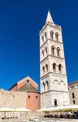 Fototapeta na wymiar Bell tower of St. Anastasia Cathedral in Zadar, Croatia