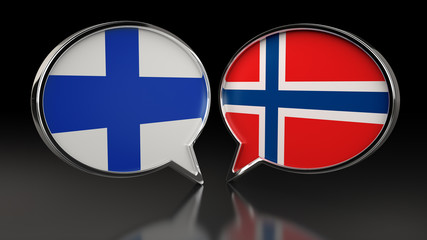 Obraz premium Finland and Norway flags with Speech Bubbles. 3D illustration