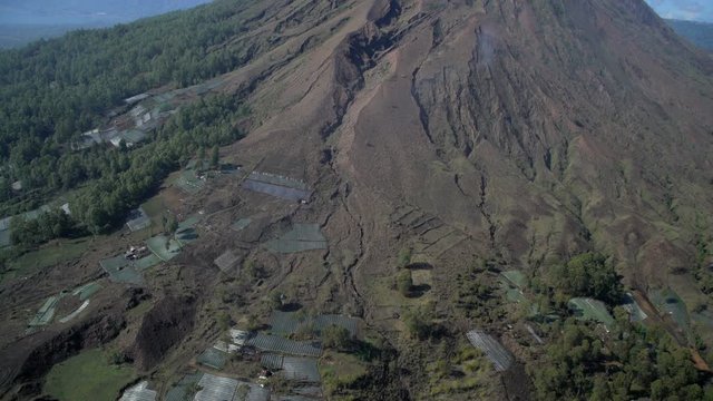 Aerial view Mt Batur Mt Abang Volcano Bali Indonesia Southeast Asia