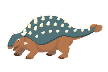 Ankylosaurus vector illustration in cartoon style for kids. Dinosaurs Collection.