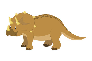 Triceratops vector illustration in cartoon style for kids. Dinosaurs Collection.