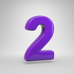 Proton purple color number 2 isolated on white background