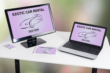 Exotic car rental concept on different devices