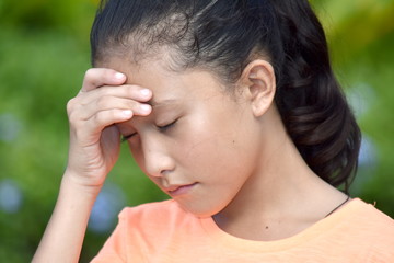 Worried Young Diverse Female