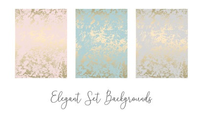 Elegant set of chic trendy abstract marble gold luxury textures