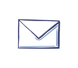 Envelope Icon in Line Sketch Style Vector Isolated