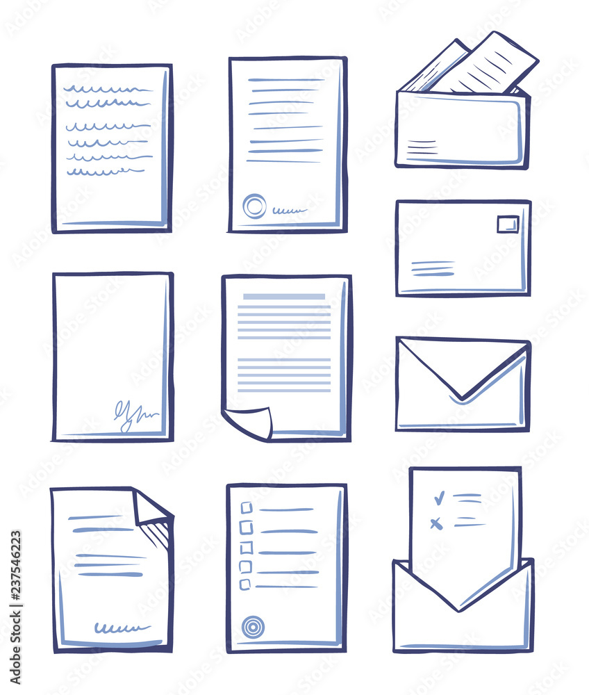 Poster office paper and messages in envelopes vector