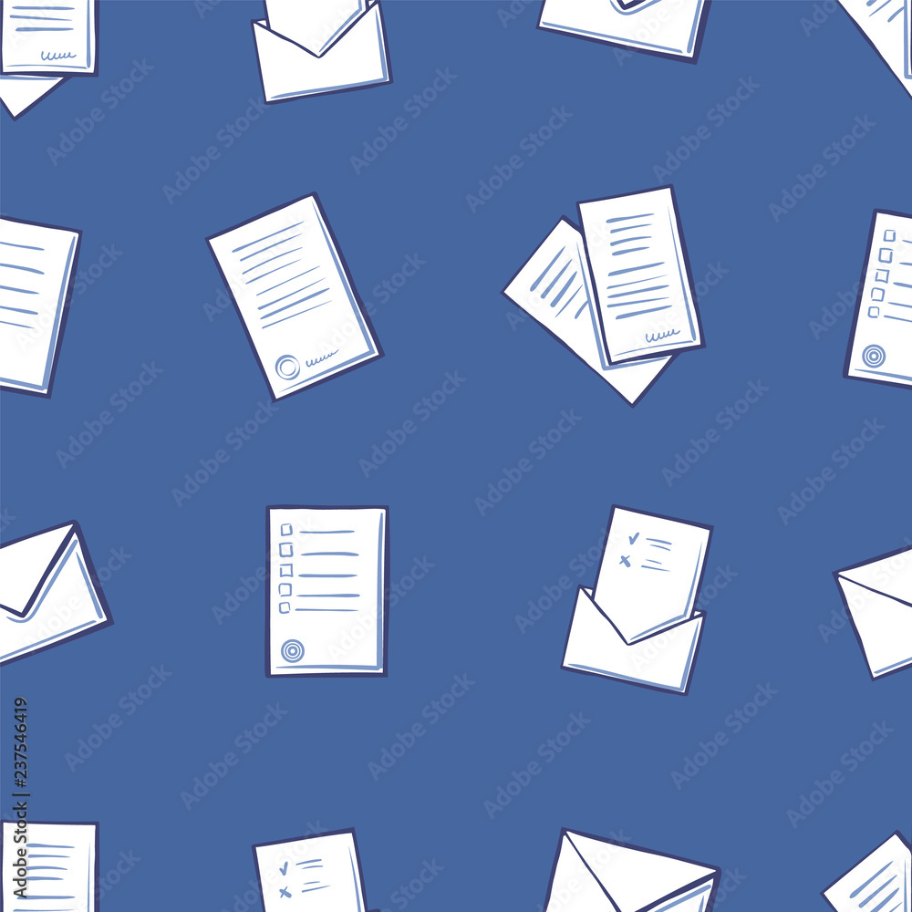 Poster office paper and mail seamless pattern vector