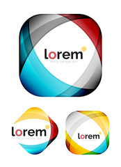 Set of geometric shape convergence logo design templates