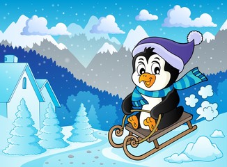 Sledging penguin theme image 2