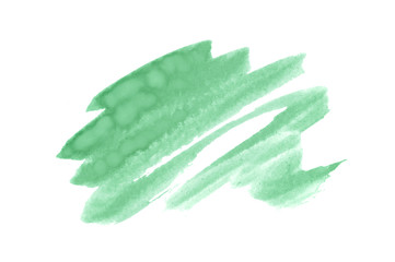 Abstract green watercolor stain on white background for your design