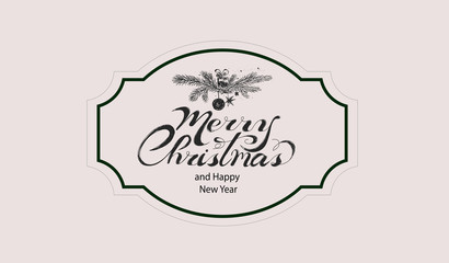 Text "Merry Christmas". Lettering. hand drawing
