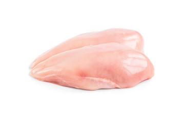 Raw chicken breast isolated on white background.