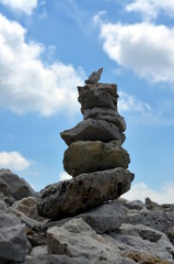 Pyramid of stones on the mountainside Stability and Equilibrium