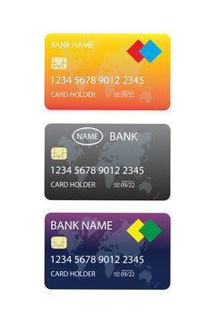 Three credit cards,isolated on white background