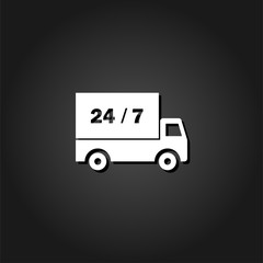 Shipping icon flat. Simple White pictogram on black background with shadow. Vector illustration symbol