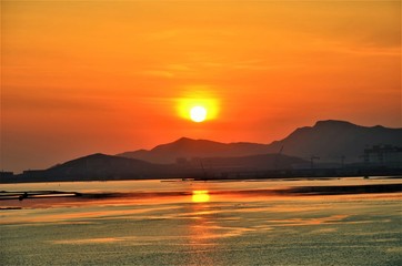 Sunset in Dalian, China.