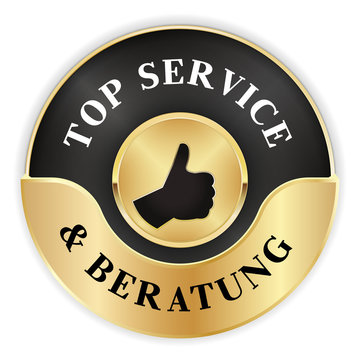 schwarz goldenes Qualitätssiegel für Top Service und Beratung