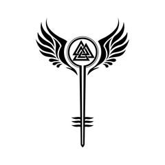 Valkyrie symbol with Odin's Valknut