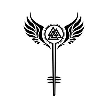 Valkyrie symbol with Odin's Valknut