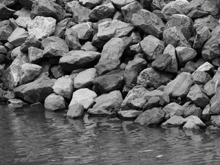 pile of stone with water