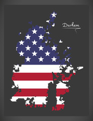 Durham North Carolina City map with American national flag illustration