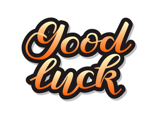 Good luck lettering sticker. Vector illustration
