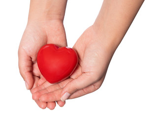 Obraz premium Healthcare concept, female holding heart with love in her hands