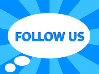 Follow us text with retro background. Vector illustration
