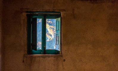 Window View in an Abandoned Ghost Town in Southern Italy