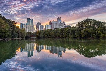 Atlanta Skyline from Piedmont Park at Dusk