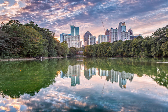 Atlanta Skyline From Piedmont Park At Dusk