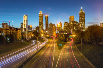 Fototapeta na wymiar Skyline of Atlanta from Jackson Street Bridge