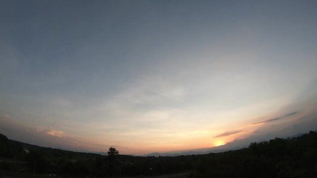 Time lapse View Mountain sunset In tropical countries
