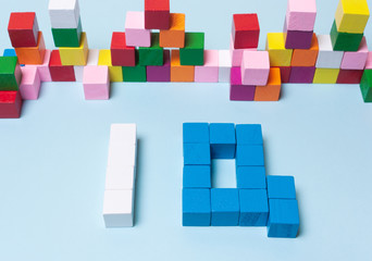 word IQ from multi-colored cubes.