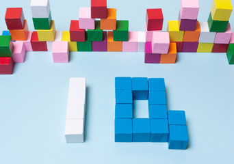 word IQ from multi-colored cubes.