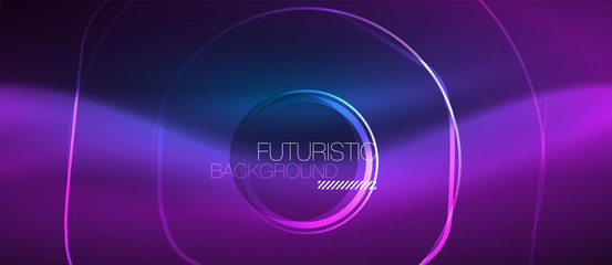 Neon glowing lines, magic energy space blue light concept, abstract background wallpaper design
